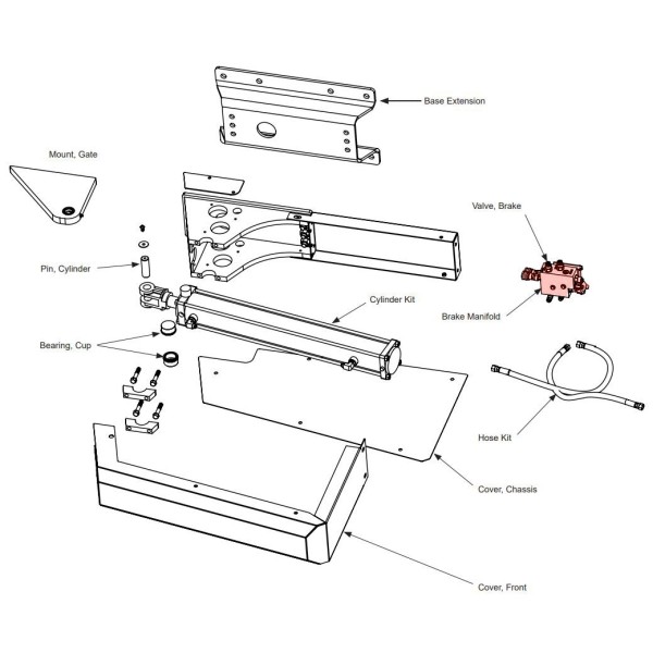 HySecurity Brake Manifold Assembly For HydraSwing 80F / 150 (Left Hand) - MX3317-02 (Contains Red Highlighted Parts Only)